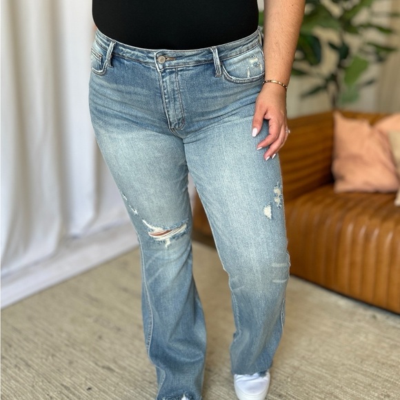 Judy Blue Full Size Medium Rise Tummy Control Destroy Flare ON SALE* - Picture 10 of 16